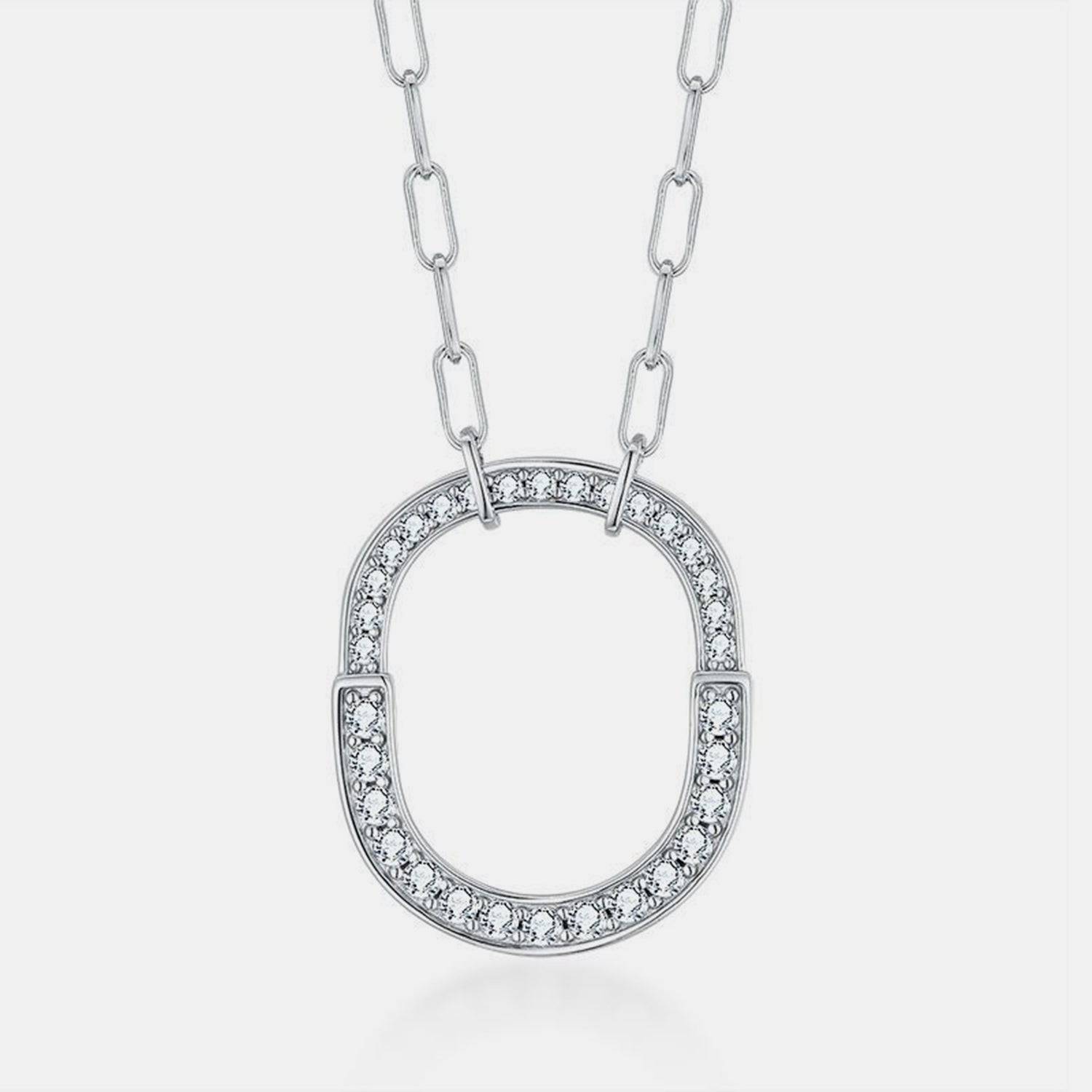 925 Sterling Silver Inlaid Moissanite Pendant Necklace - Siennasass