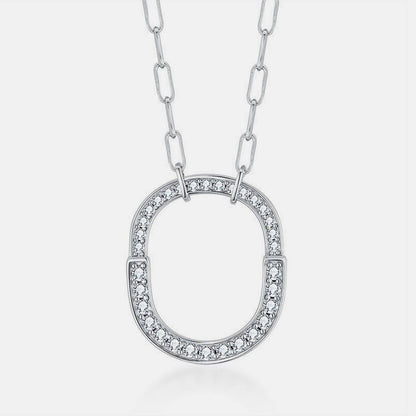 925 Sterling Silver Inlaid Moissanite Pendant Necklace - Siennasass