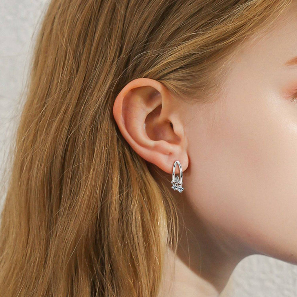 925 Sterling Silver Moissanite C-Hoop Earrings - Siennasass