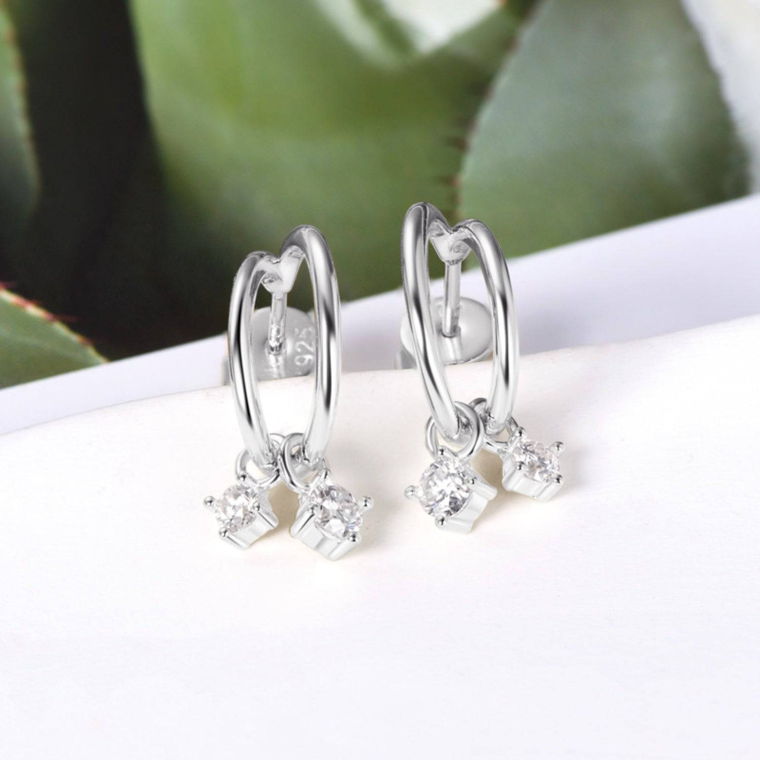 925 Sterling Silver Moissanite C-Hoop Earrings - Siennasass