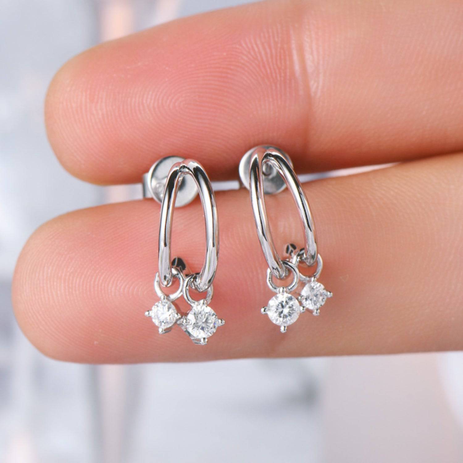 925 Sterling Silver Moissanite C-Hoop Earrings - Siennasass