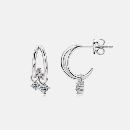 925 Sterling Silver Moissanite C-Hoop Earrings - Siennasass