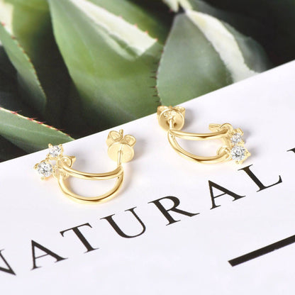 925 Sterling Silver Moissanite C-Hoop Earrings - Siennasass