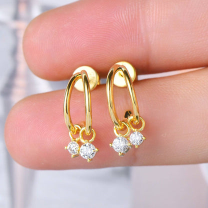 925 Sterling Silver Moissanite C-Hoop Earrings - Siennasass