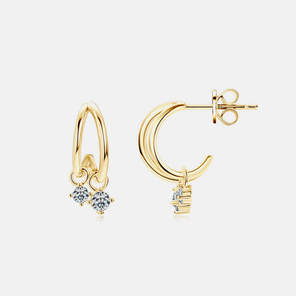 925 Sterling Silver Moissanite C-Hoop Earrings - Siennasass