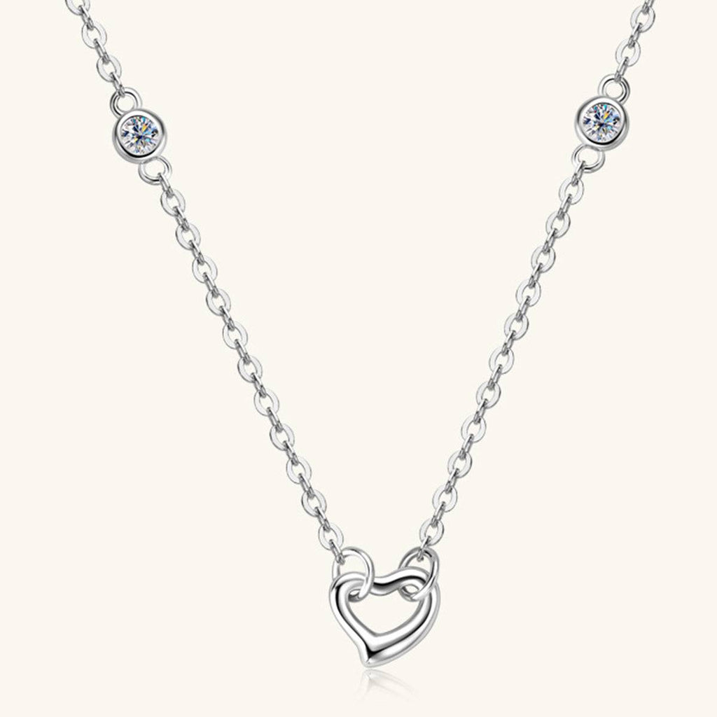 Moissanite 925 Sterling Silver Heart Necklace - Siennasass
