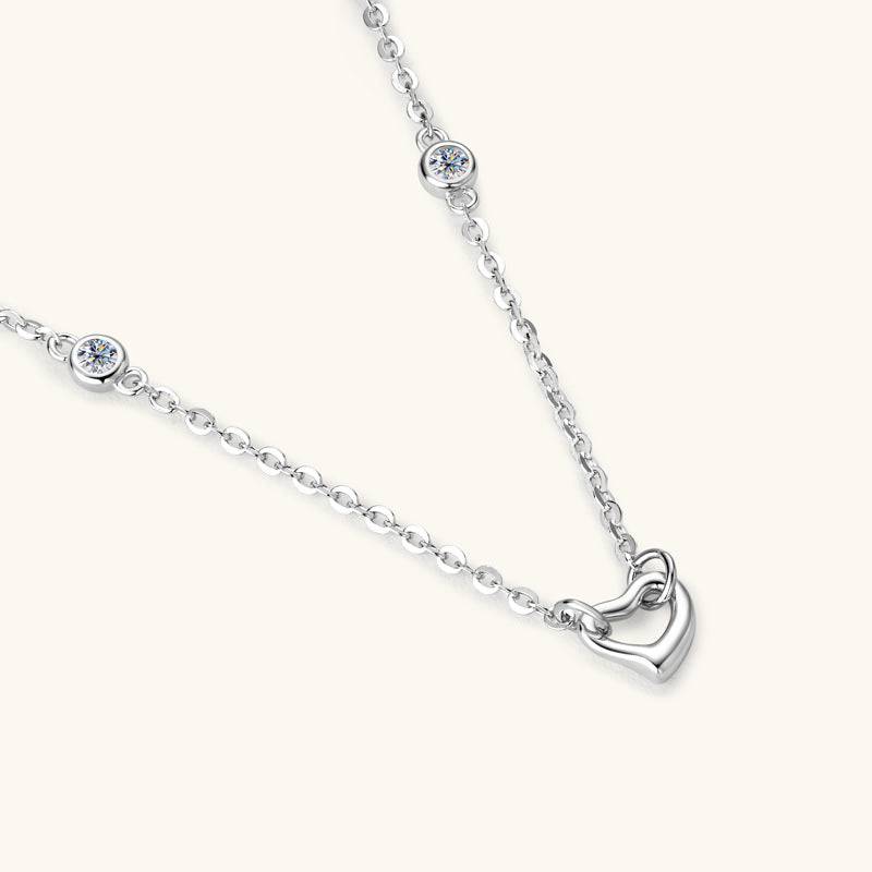 Moissanite 925 Sterling Silver Heart Necklace - Siennasass
