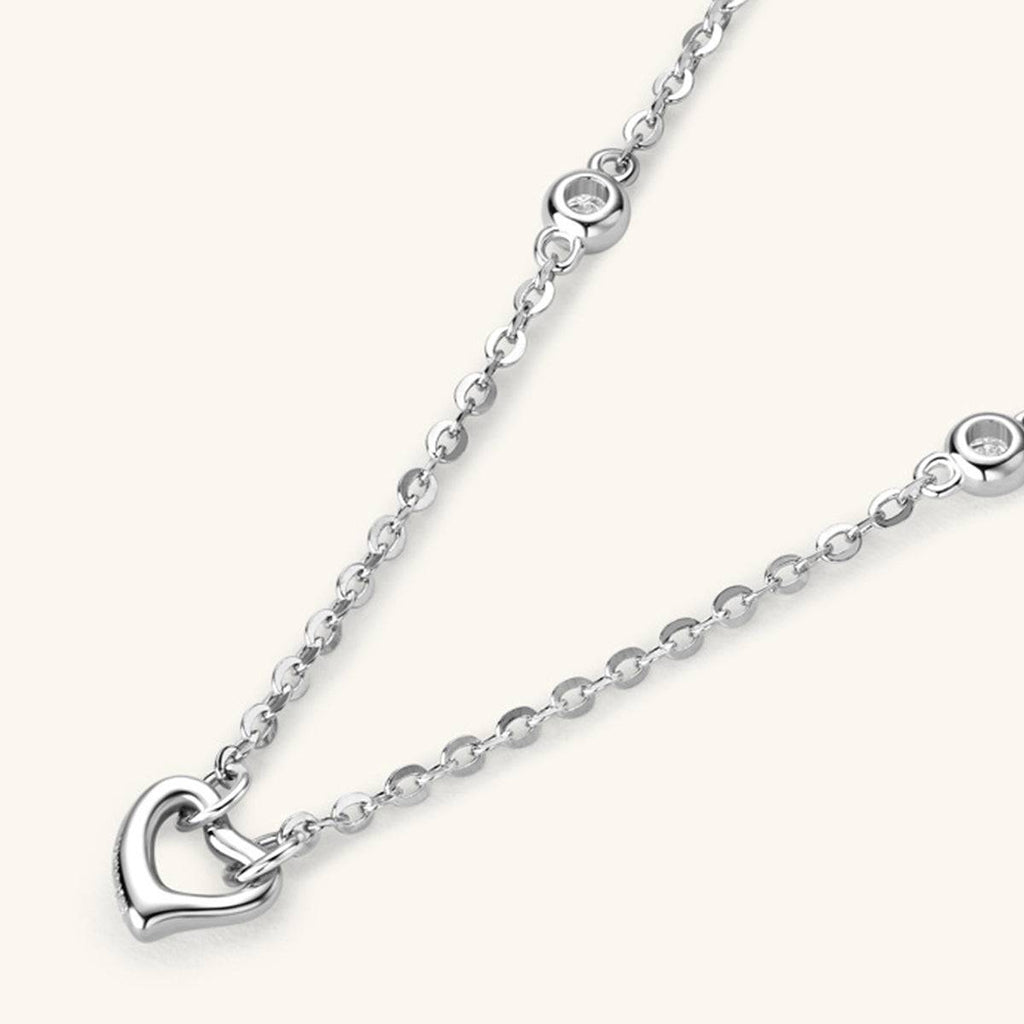 Moissanite 925 Sterling Silver Heart Necklace - Siennasass