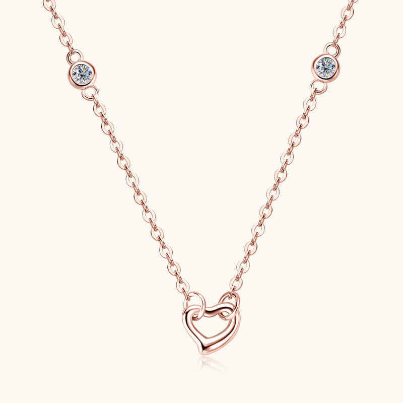 Moissanite 925 Sterling Silver Heart Necklace - Siennasass