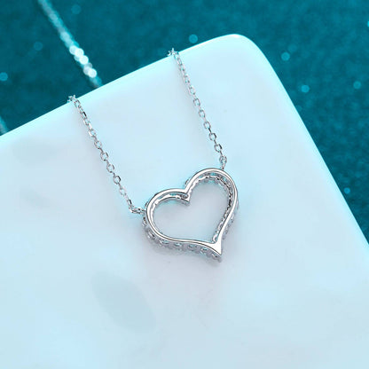 Moissanite 925 Sterling Silver Heart Shape Necklace - Siennasass