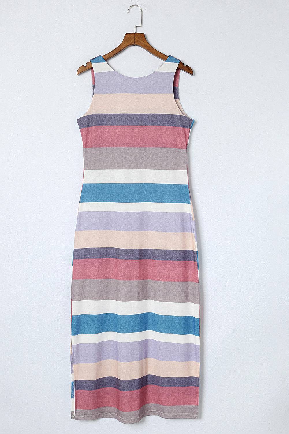 Striped Slit Sleeveless Maxi Dress - Siennasass