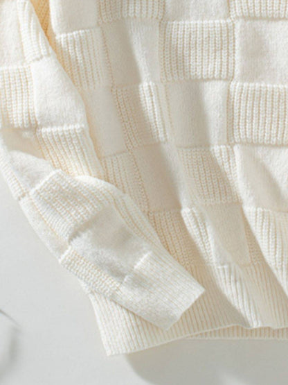 Karierter Rundhals-Langarmpullover