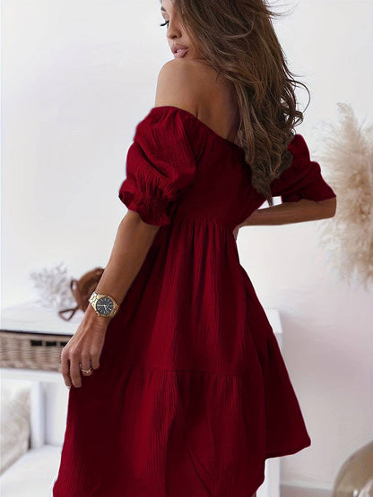 Full Size Ruffled Off-Shoulder Short Sleeve Dress - Siennasass
