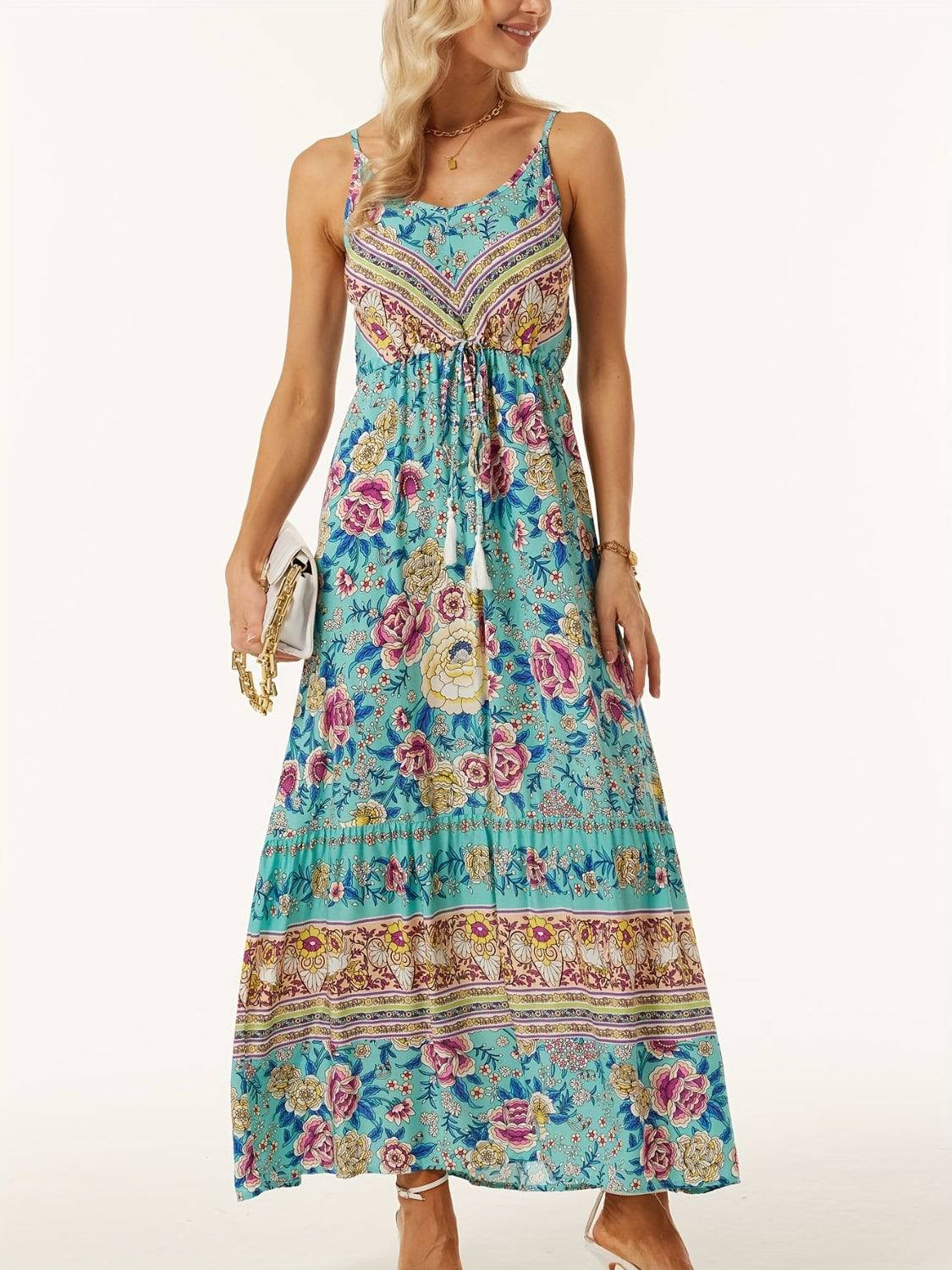 Printed Scoop Neck Midi Cami Dress - Siennasass