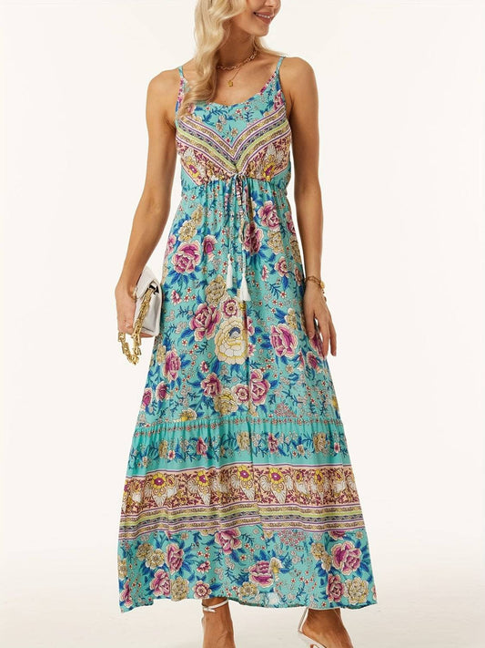 Printed Scoop Neck Midi Cami Dress - Siennasass