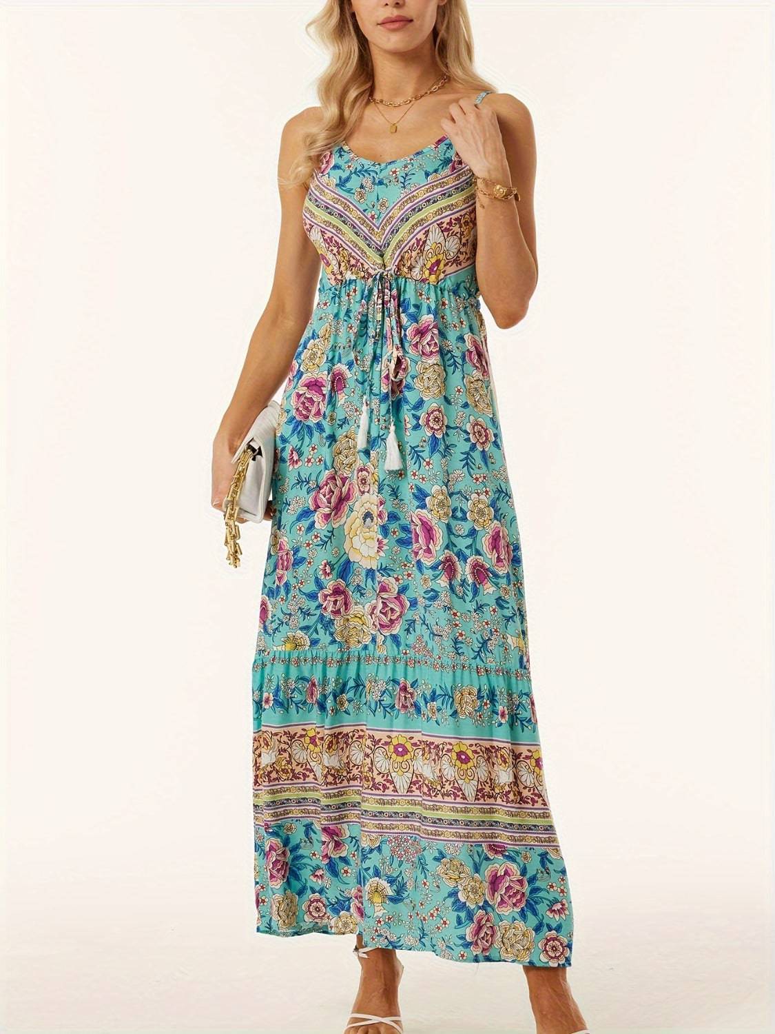 Printed Scoop Neck Midi Cami Dress - Siennasass
