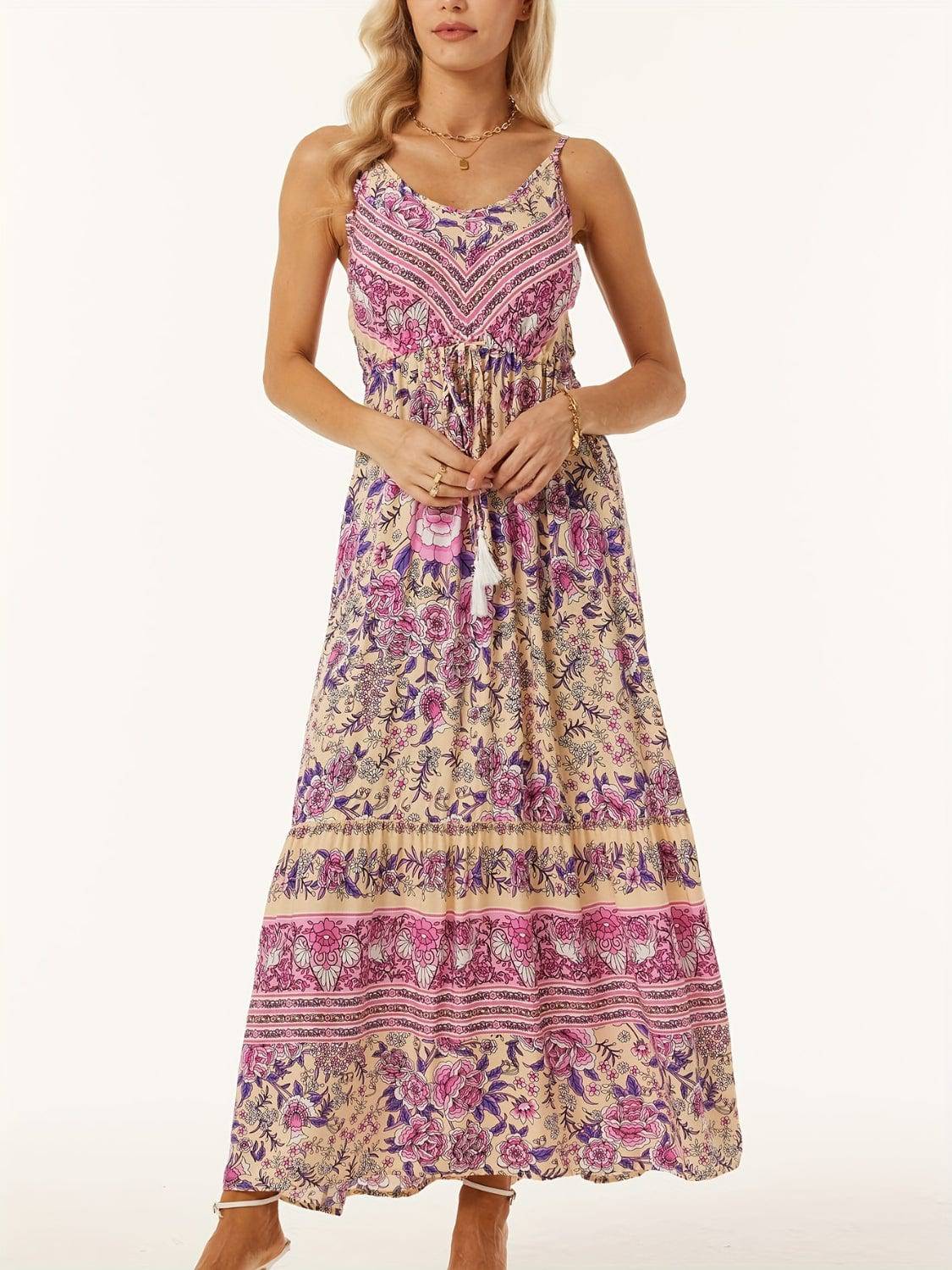 Printed Scoop Neck Midi Cami Dress - Siennasass