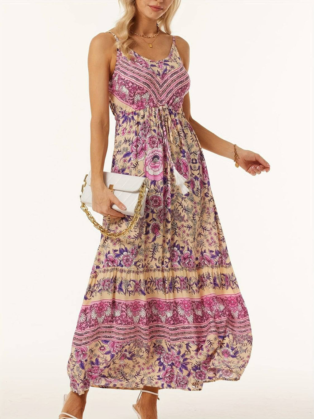 Printed Scoop Neck Midi Cami Dress - Siennasass