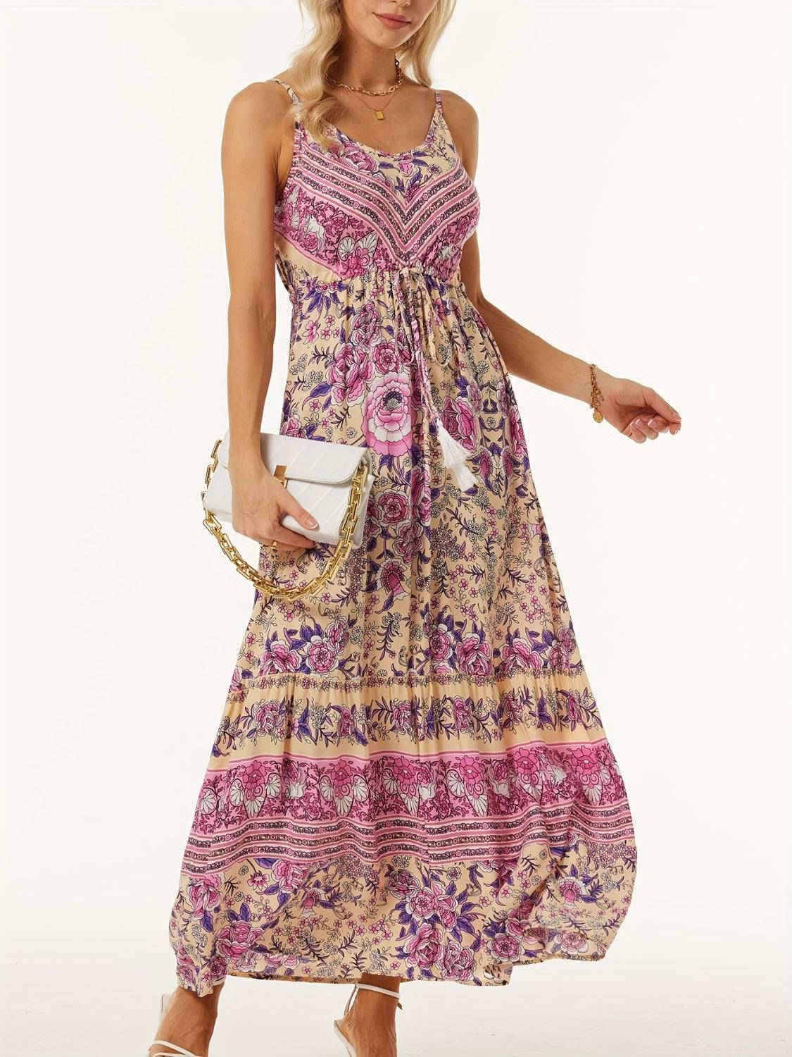 Printed Scoop Neck Midi Cami Dress - Siennasass
