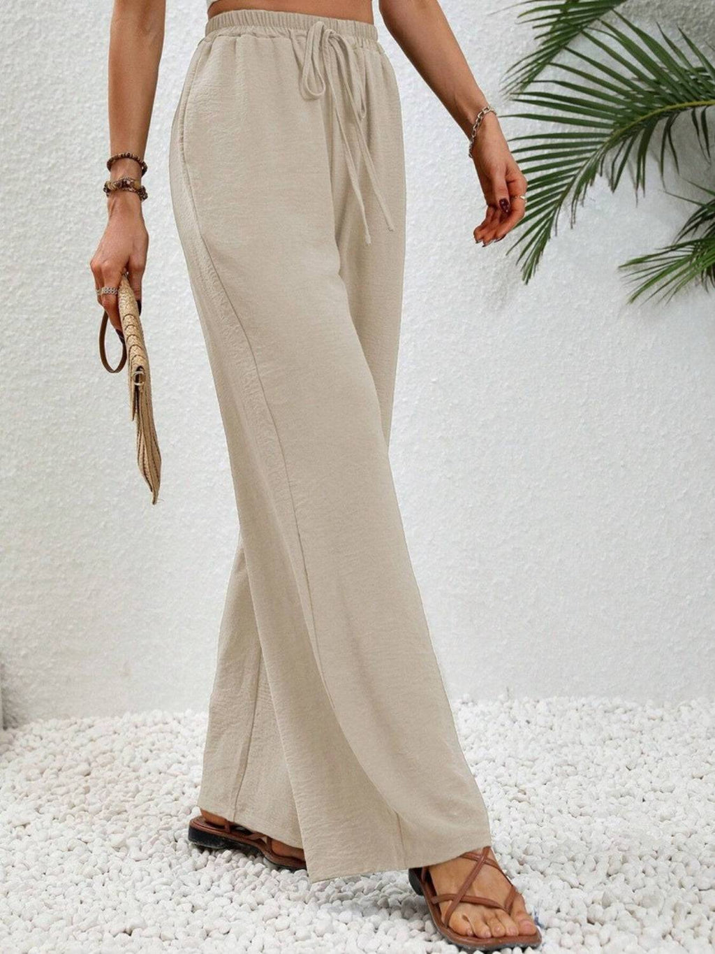 Wide Leg Drawstring Pants - Siennasass