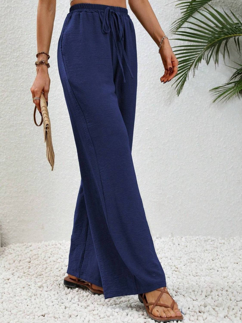 Wide Leg Drawstring Pants - Siennasass
