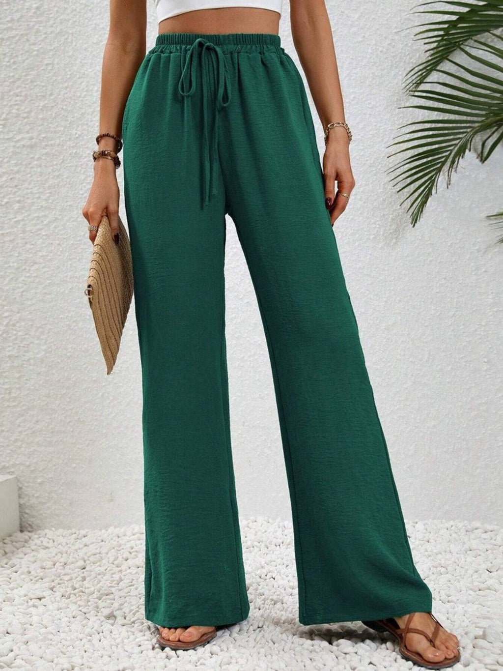 Wide Leg Drawstring Pants - Siennasass