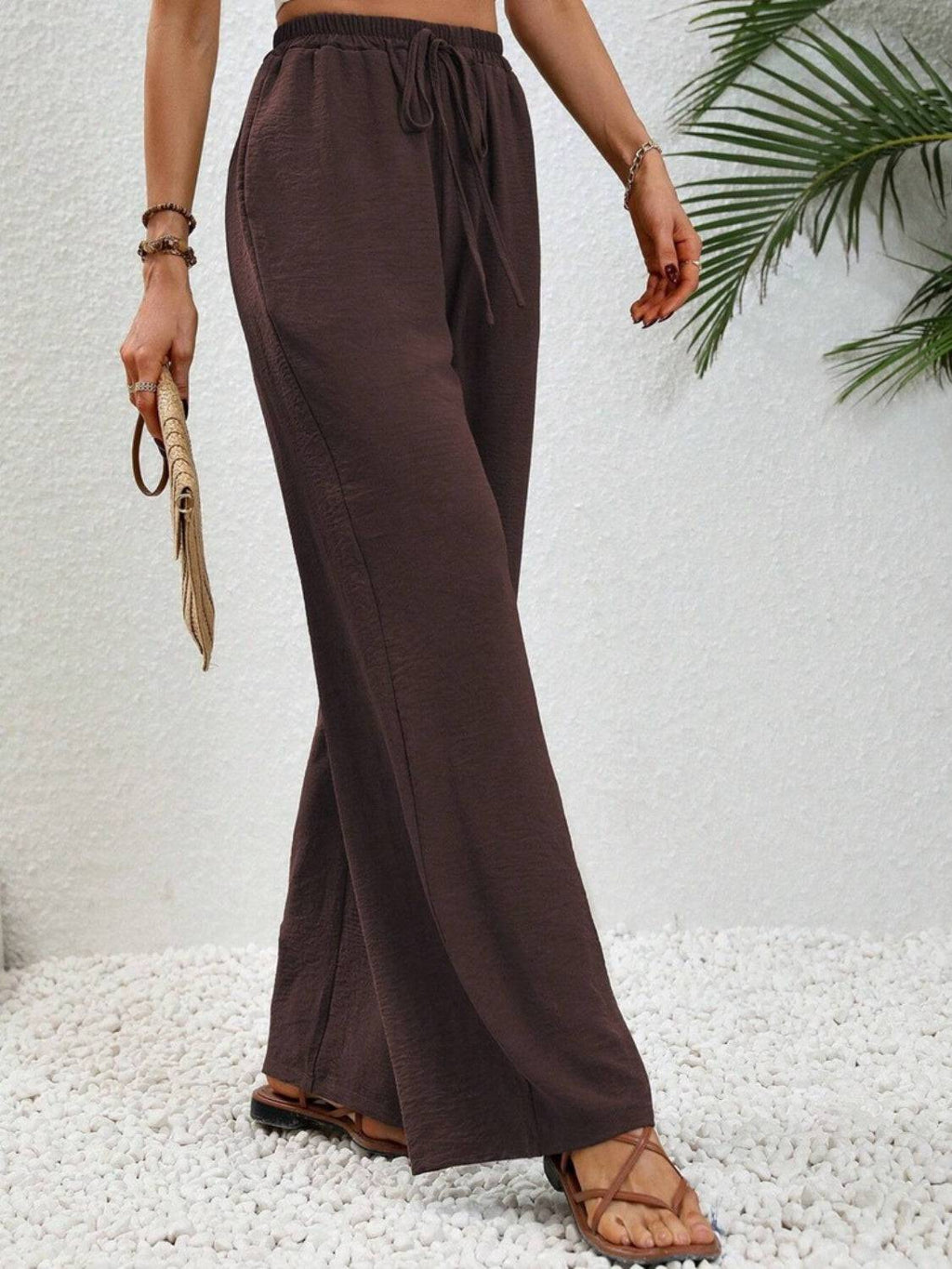 Wide Leg Drawstring Pants - Siennasass