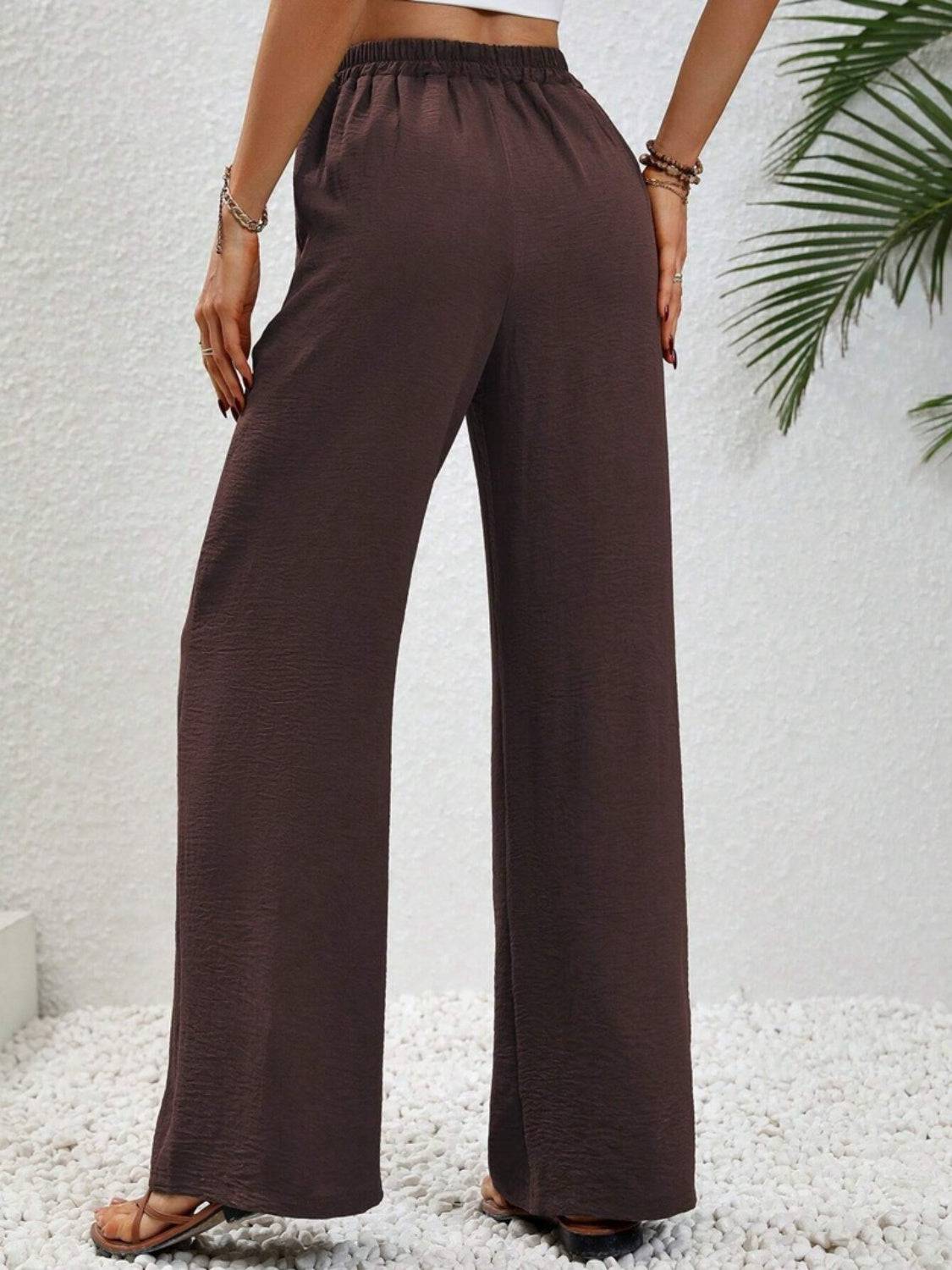 Wide Leg Drawstring Pants - Siennasass