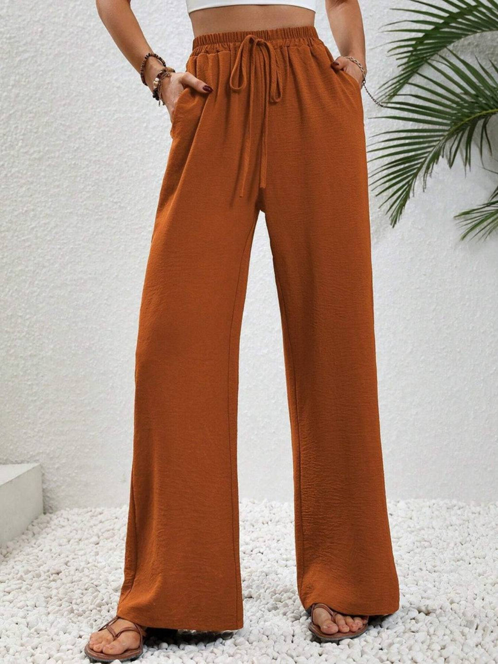 Wide Leg Drawstring Pants - Siennasass