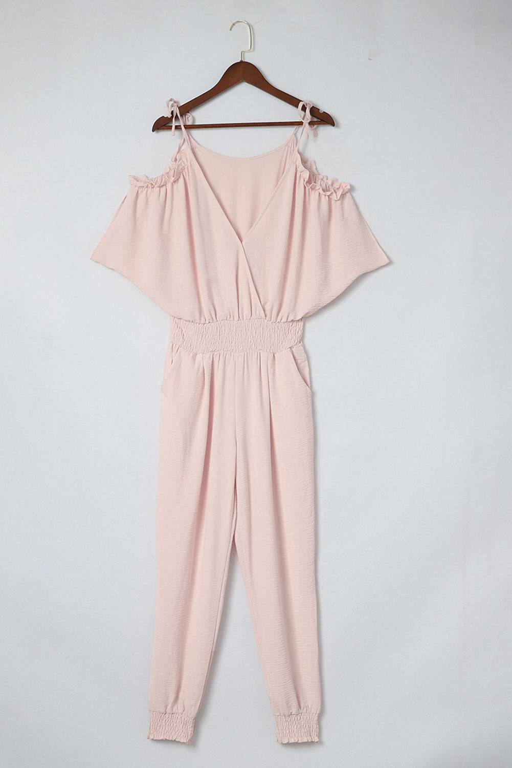 Frill Surplice Cold Shoulder Jumpsuit - Siennasass
