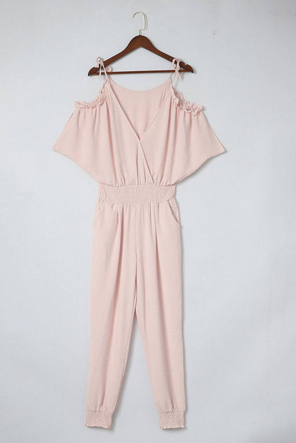 Frill Surplice Cold Shoulder Jumpsuit - Siennasass