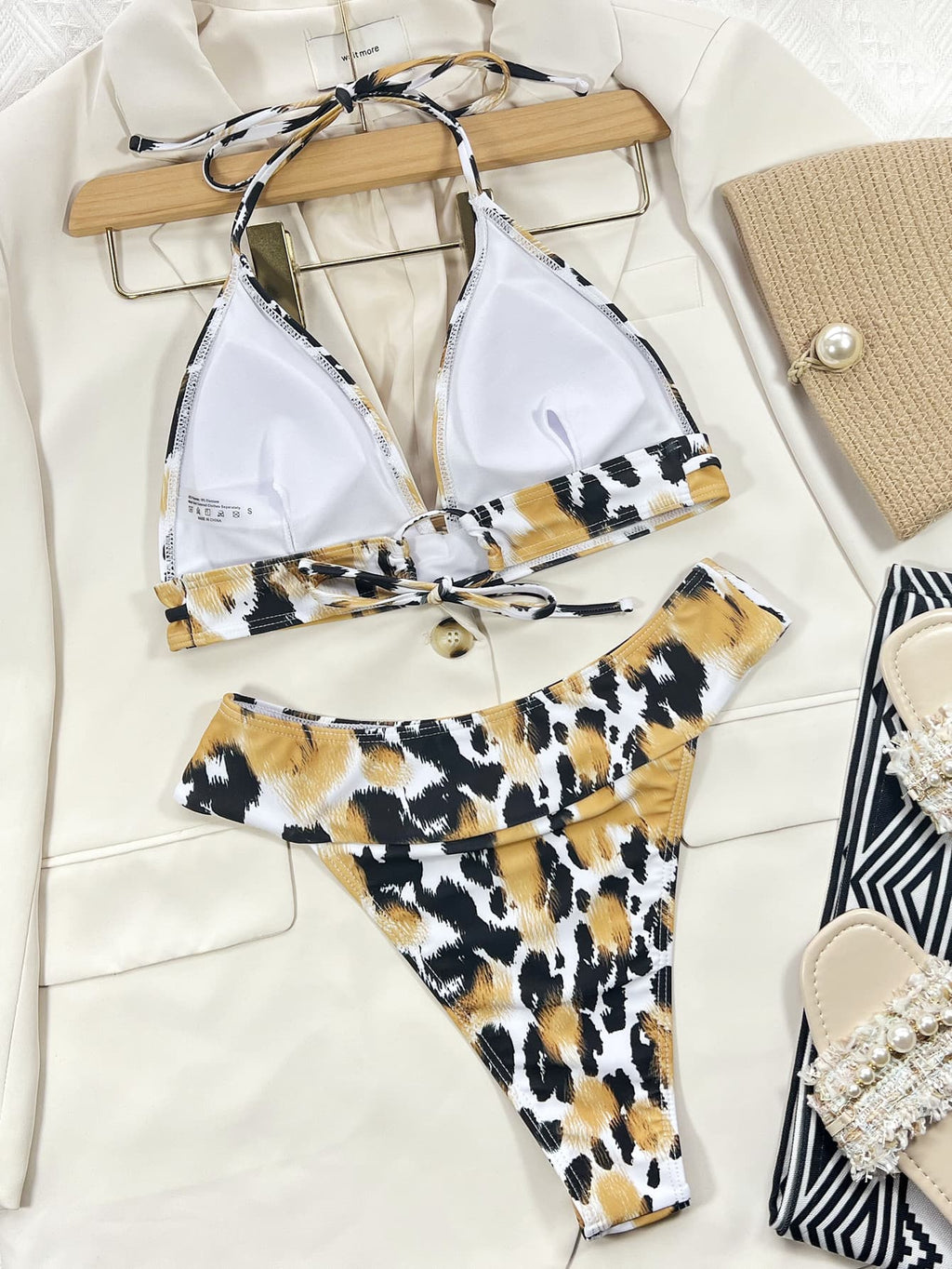 Animal Print Halter Neck Bikini Set - Siennasass