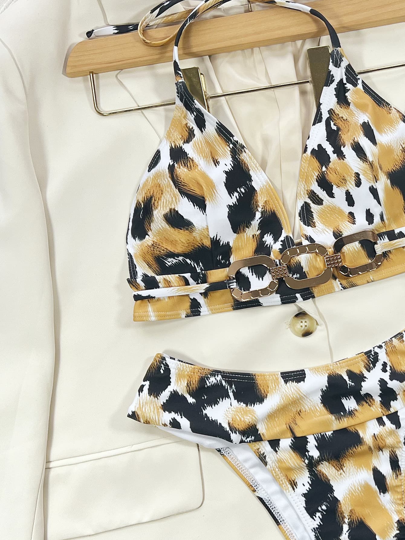 Animal Print Halter Neck Bikini Set - Siennasass