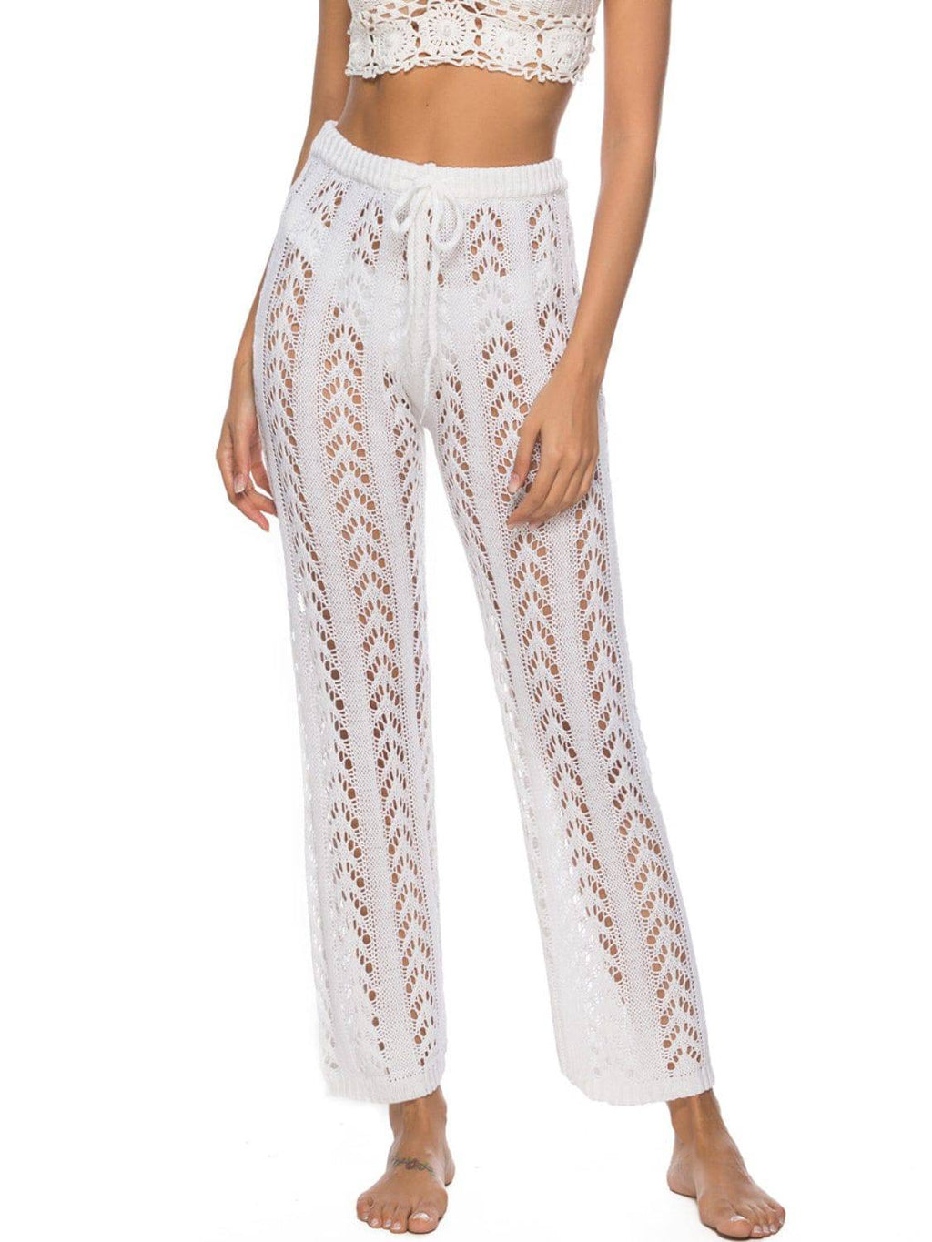 Cutout Drawstring High Waist Swim Pants - Siennasass