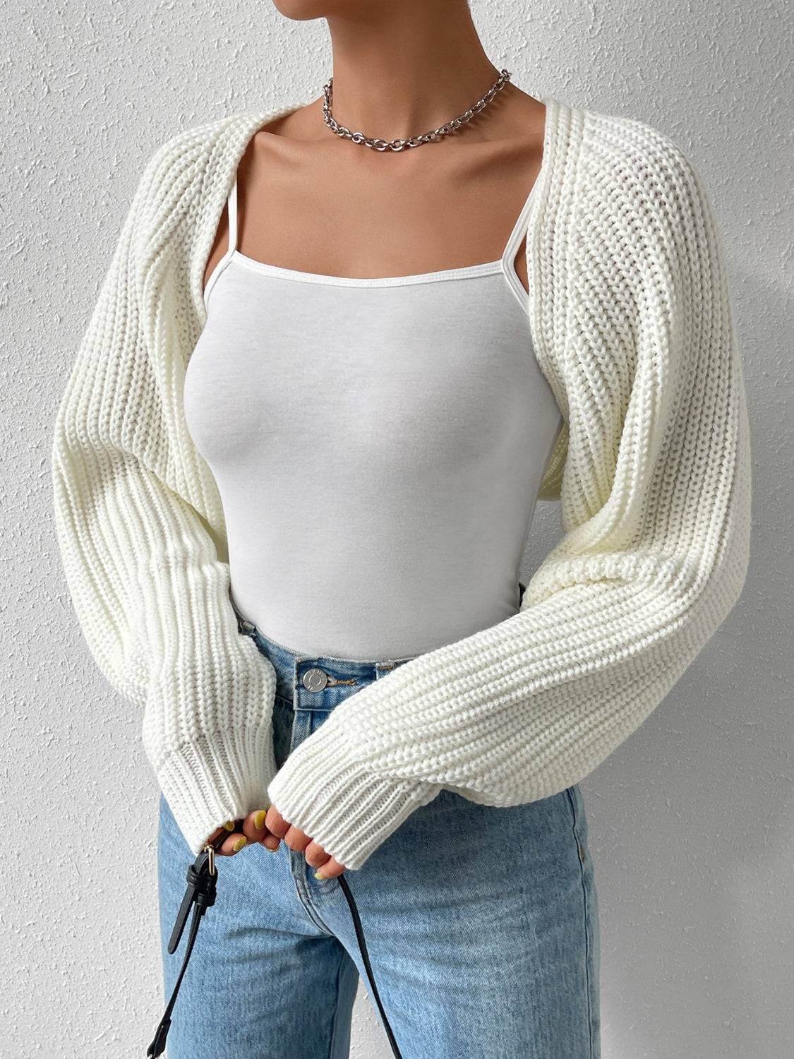 Honey – Kurzer Cardigan mit offener Vorderseite und langen Ärmeln
