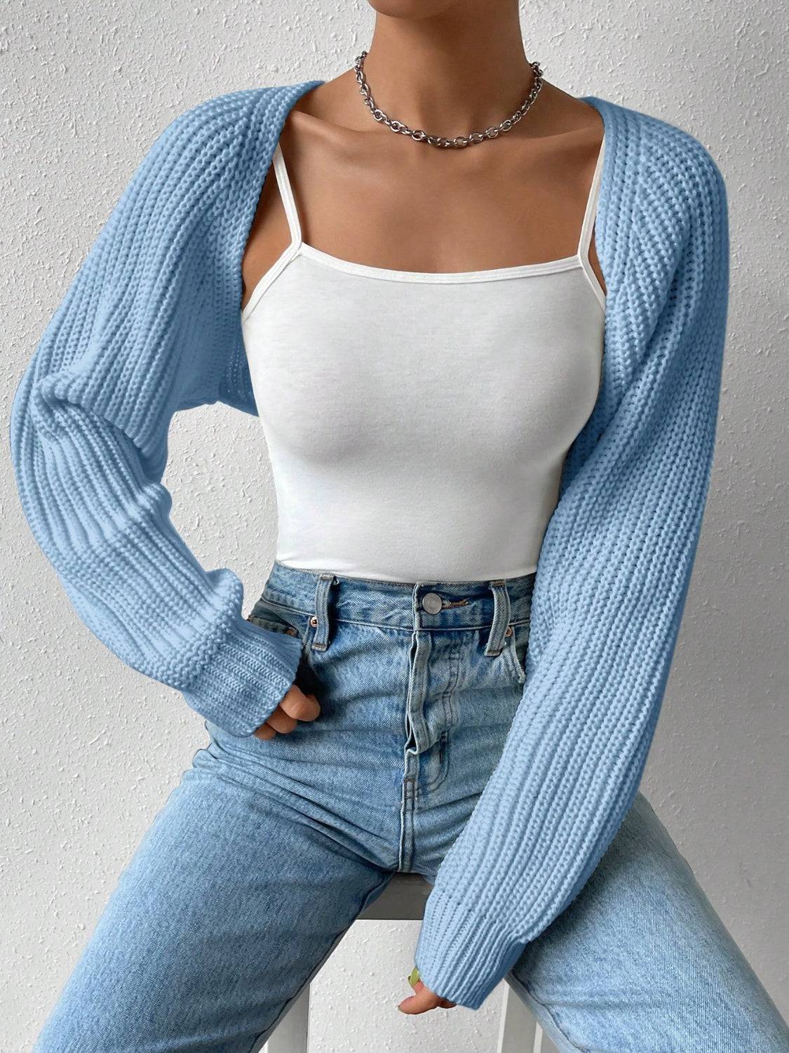 Honey – Kurzer Cardigan mit offener Vorderseite und langen Ärmeln