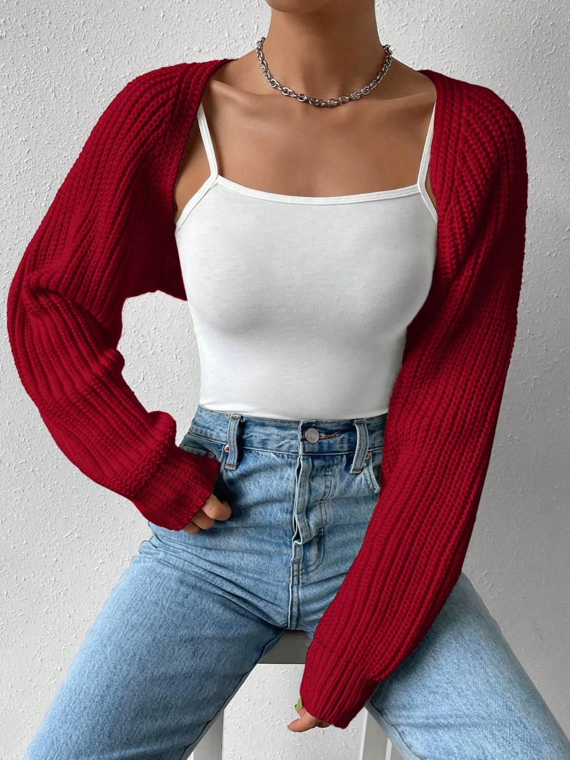Honey – Kurzer Cardigan mit offener Vorderseite und langen Ärmeln