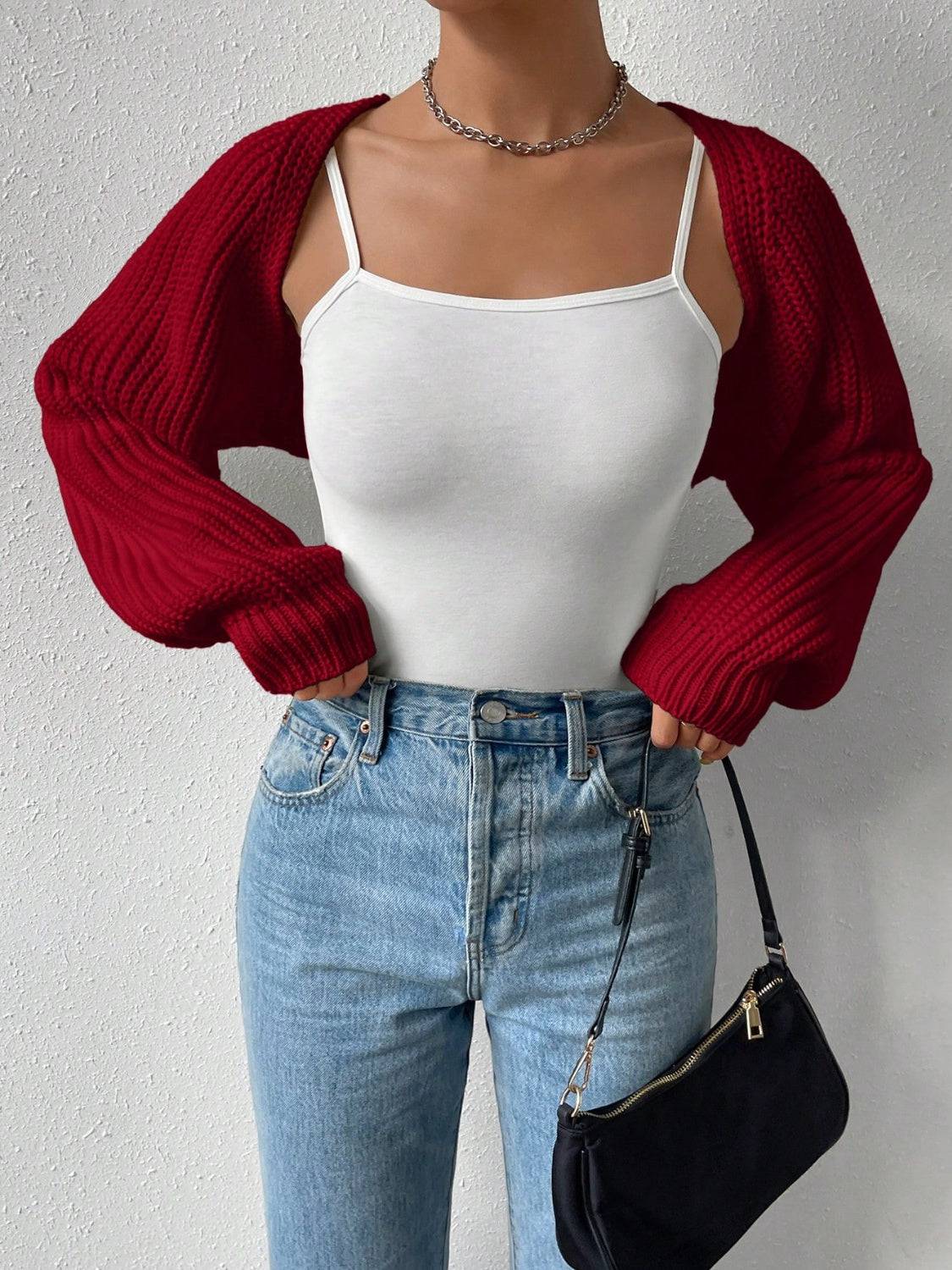 Honey – Kurzer Cardigan mit offener Vorderseite und langen Ärmeln