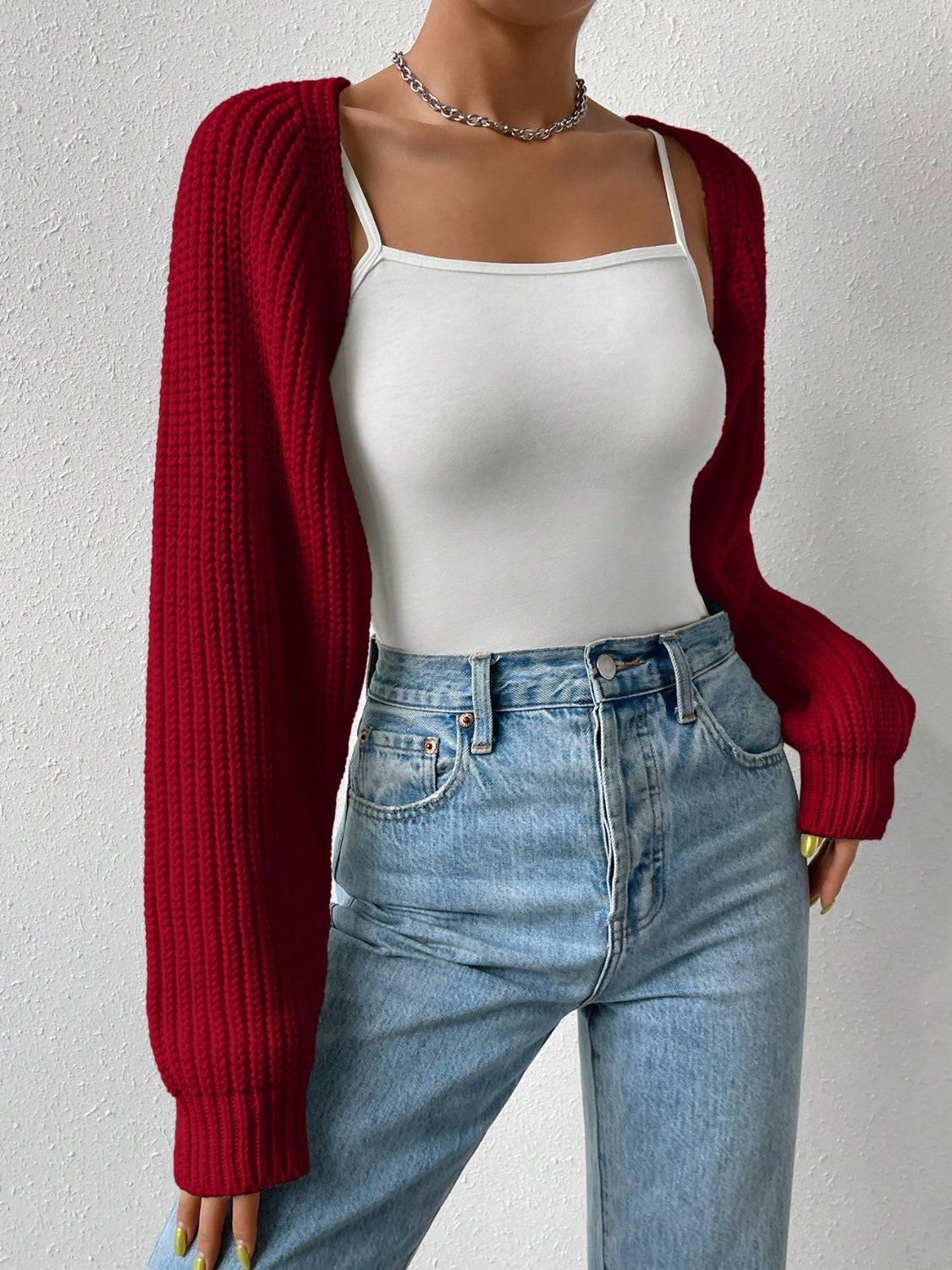 Honey – Kurzer Cardigan mit offener Vorderseite und langen Ärmeln
