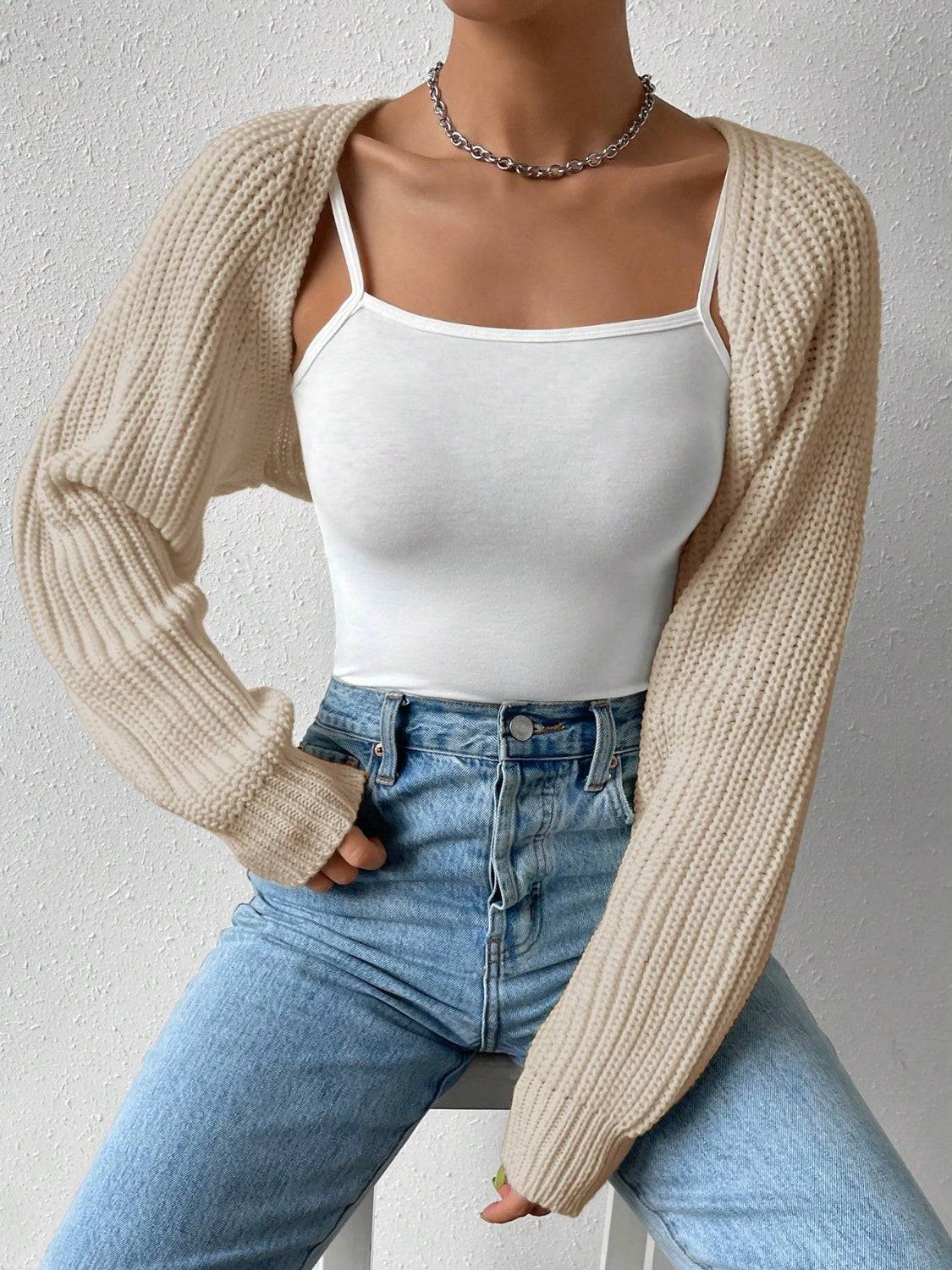 Honey – Kurzer Cardigan mit offener Vorderseite und langen Ärmeln