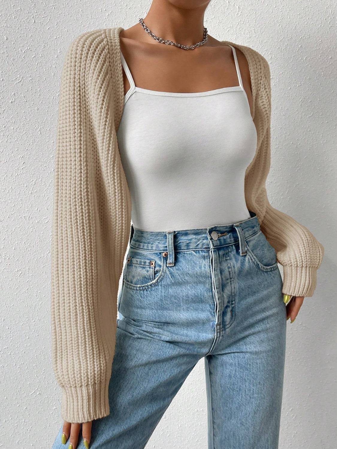 Honey – Kurzer Cardigan mit offener Vorderseite und langen Ärmeln