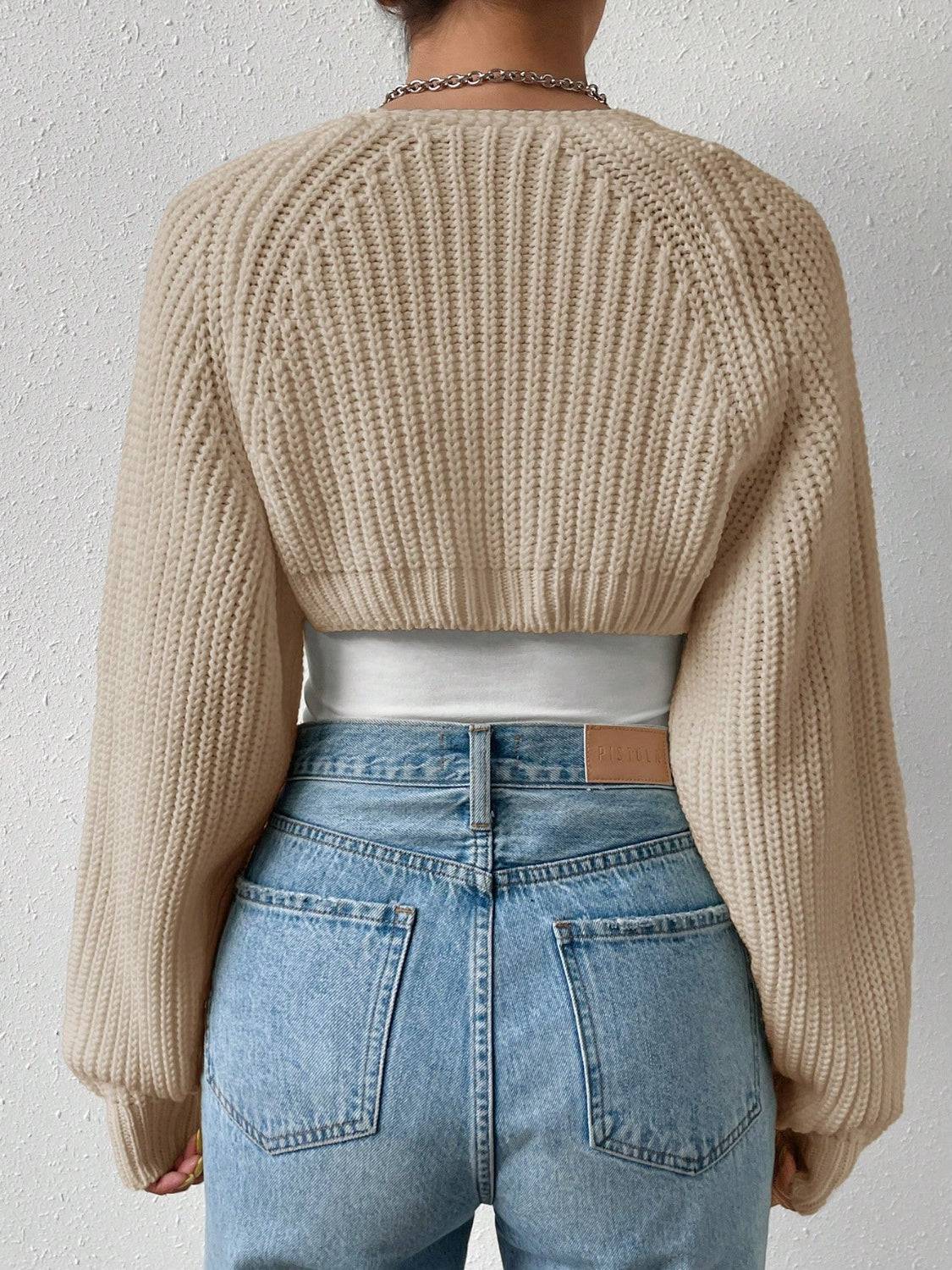 Honey – Kurzer Cardigan mit offener Vorderseite und langen Ärmeln