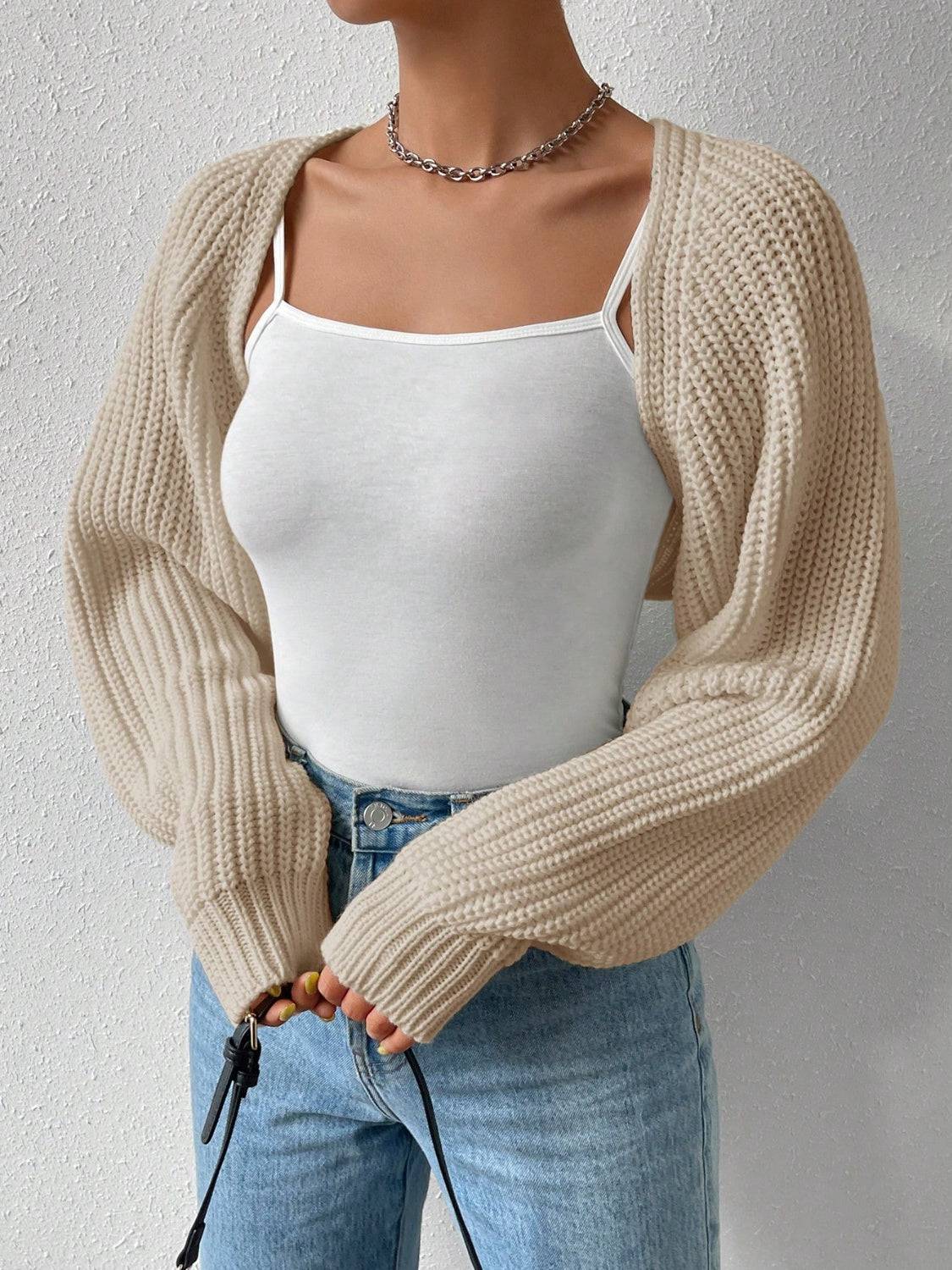 Honey – Kurzer Cardigan mit offener Vorderseite und langen Ärmeln