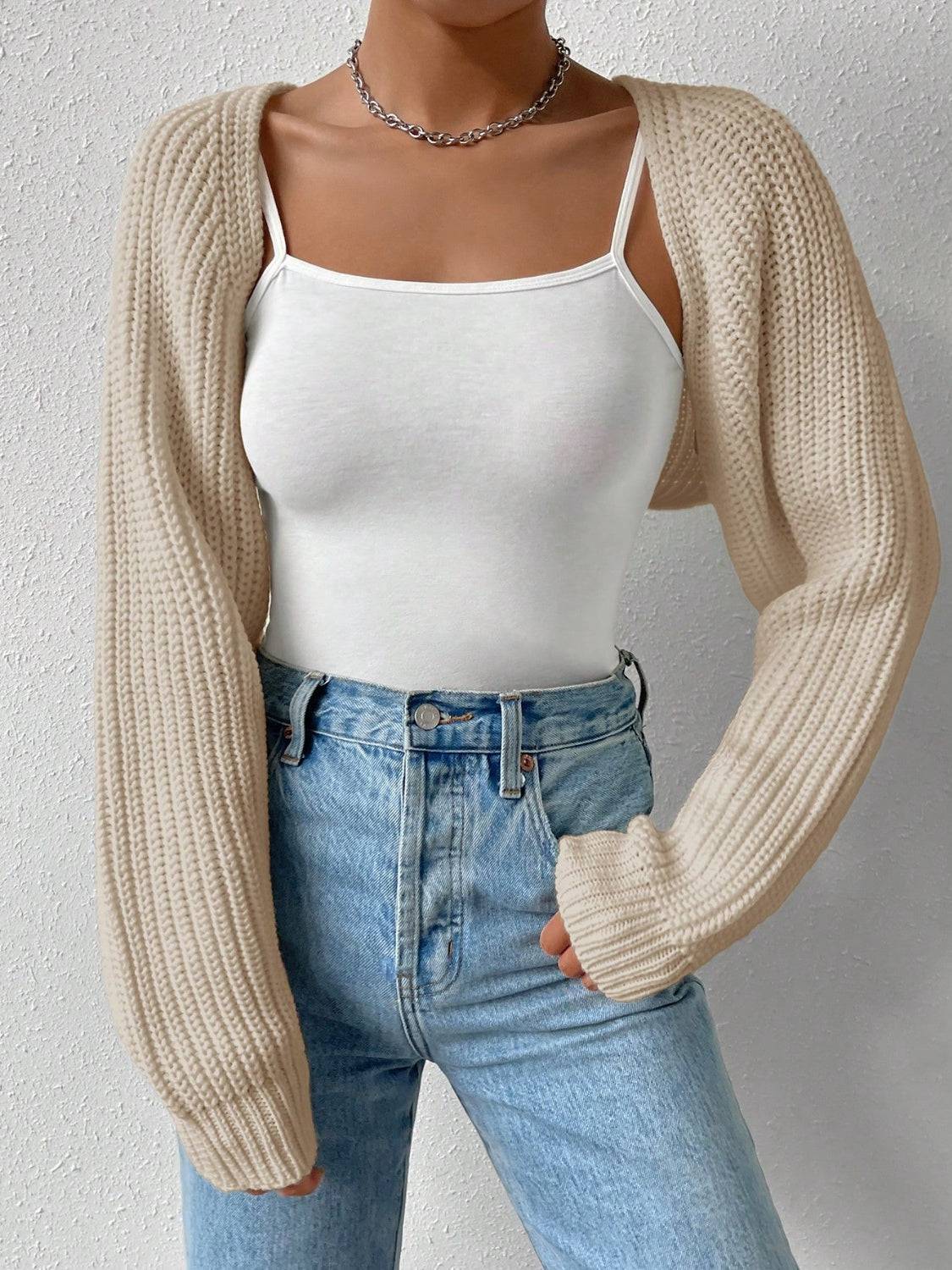 Honey – Kurzer Cardigan mit offener Vorderseite und langen Ärmeln