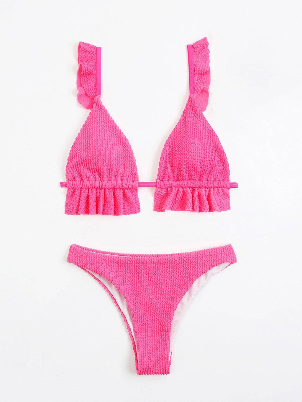 Ruffled Textured Wide Strap Two-Piece Bikini Set - Siennasass