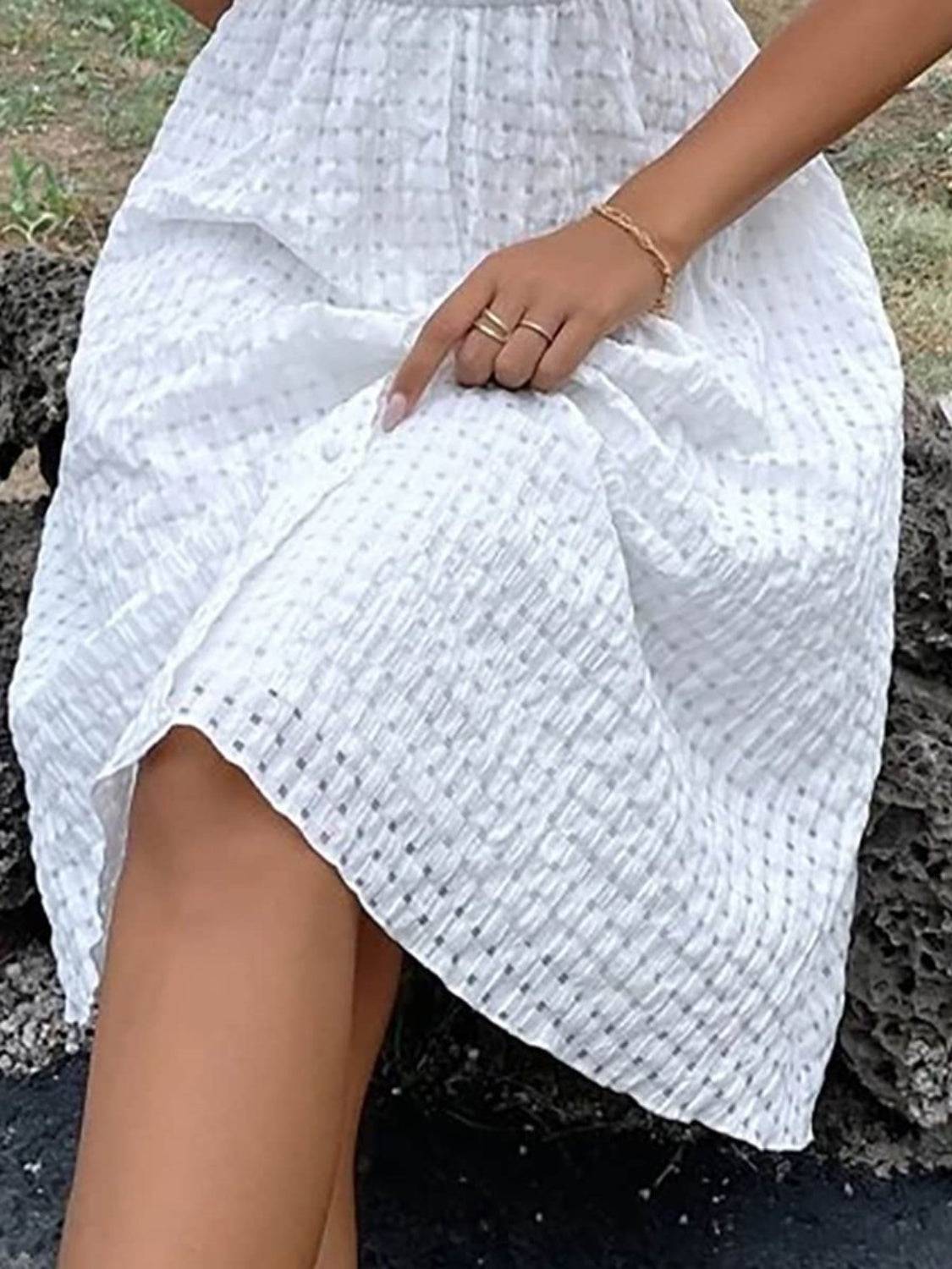 Textured Surplice Short Sleeve Dress - Siennasass