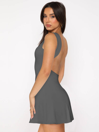 Backless Wide Strap Mini Dress - Siennasass