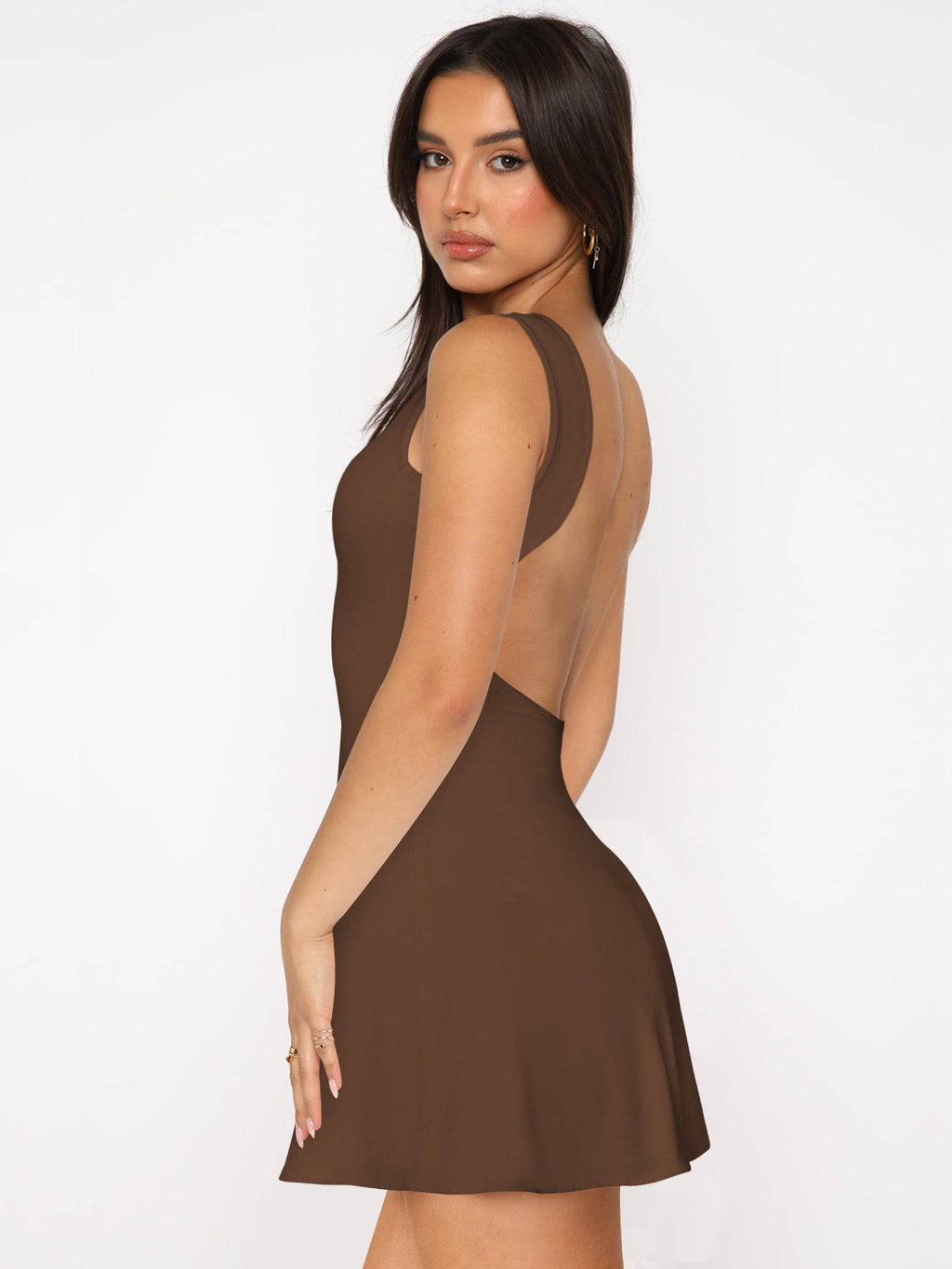 Backless Wide Strap Mini Dress - Siennasass