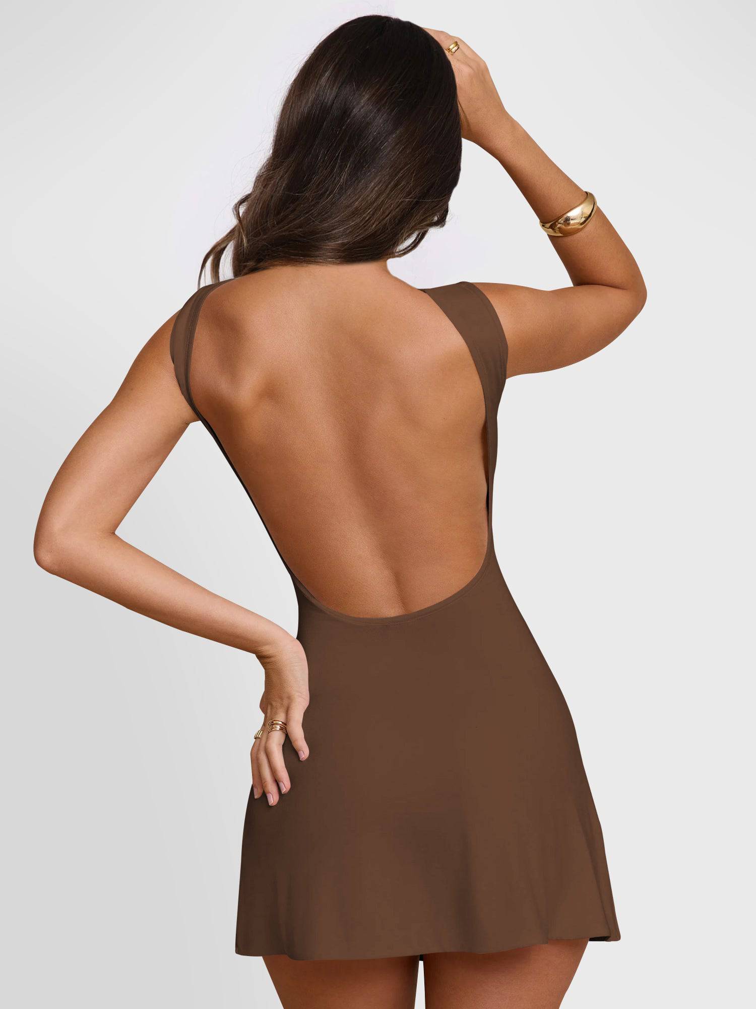 Backless Wide Strap Mini Dress - Siennasass
