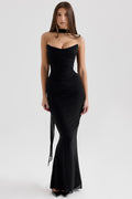 Elegant two-piece maxi skirt set with a bodycon tube top, perfect for a sunset dinner or holiday party.